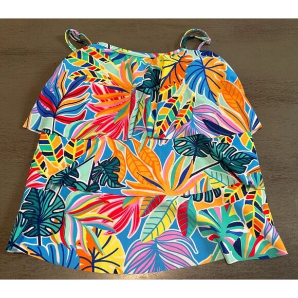 Bright Colorful Sz Small Tiered Built In Bra Tankini Swim Top ISLAND COLLECTION - Picture 1 of 2